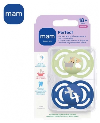 MAM Sucette Perfect Animaux - 18+ Mois - Silicone - X2