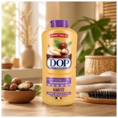 Dop Shampoing 2en1 Nourrissant Karité pour les Cheveux Bouclés à Frisés 500 ml