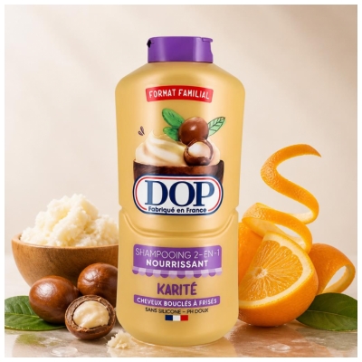 Dop Shampoing 2en1 Nourrissant Karité pour les Cheveux Bouclés à Frisés 500 ml