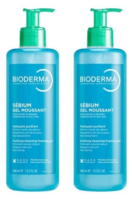 Gel Moussant Nettoyant Purifiant Sebium de Bioderma - Pack Duo 2 x 400 ml