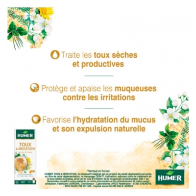 Humer Toux & Irritation Goût Miel 100 ml