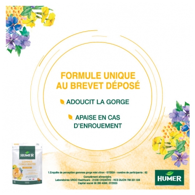 Humer Gommes Gorge Irritée Miel Citron 30 Gommes à Sucer