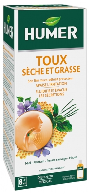 Humer Sirop Toux - Miel Plantain Réglisse - Soulage la Toux Sèche et Grasse - 170 ml