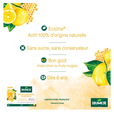 Pastilles pour le mal de gorge à base de miel et de citron - Boîte de 20 : Soulagement rapide