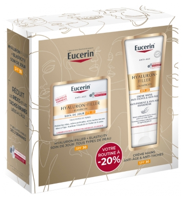 Eucerin Hyaluron-Filler + Elasticity Soin de Jour Tous Types de Peaux SPF30 50 ml + Crème Mains Anti-Taches SPF30 75 ml