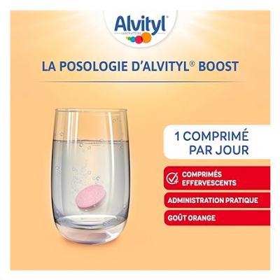 Alvityl Boost Ginseng et Caféine Goût Orange 20 Comprimés Effervescents