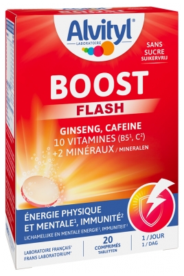 Alvityl Boost Ginseng et Caféine Goût Orange 20 Comprimés Effervescents