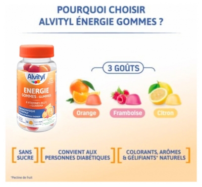 Alvityl Énergie 8 Vitamines Énergie Physique et Mentale 50 Gummies