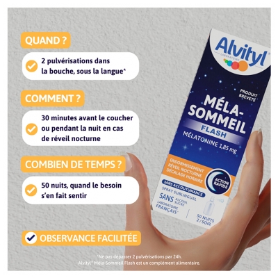 Alvityl Méla-Sommeil Flash Spray Sublingual Arôme Citron 20 ml