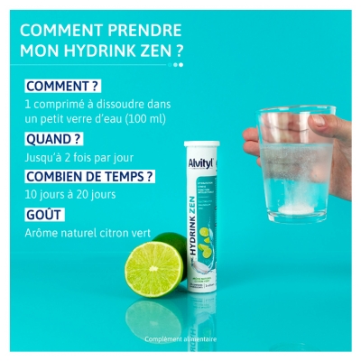 Alvityl Hydrink Zen Goüt Citron Vert 20 Comprimés Effervescents
