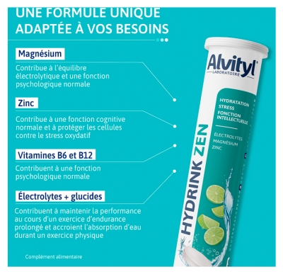 Alvityl Hydrink Zen Goüt Citron Vert 20 Comprimés Effervescents