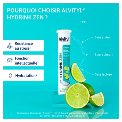 Alvityl Hydrink Zen Goüt Citron Vert 20 Comprimés Effervescents