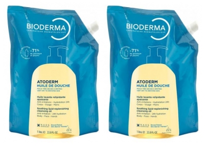 Bioderma Atoderm Huile de Douche Éco-Recharge Lot de 2 x 1 Litre