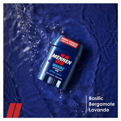 Mennen Déodorant Marine 24H Anti-Traces Stick Large 60 ml