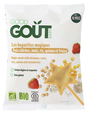 Good Goût Les Baguettes Magiques Dès 10 Mois Pois Chiches Maïs Riz Quinoa et Fraise Bio 35 g