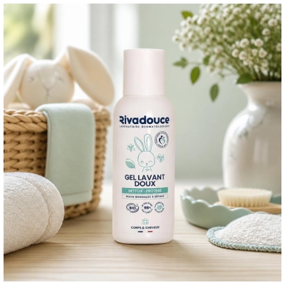 Rivadouce Bébé Gel Doux Lavant Corps et Cheveux Bio 90 ml