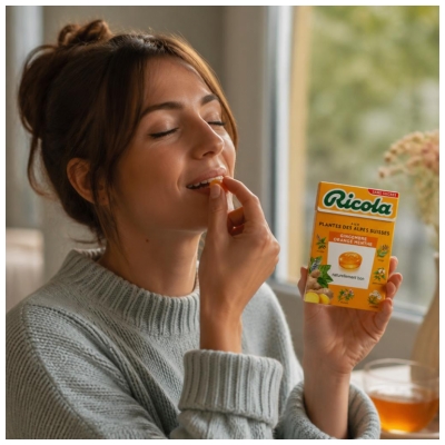 Ricola Bonbons Gingembre Orange Menthe aux Plantes des Alpes Suisses 50 g
