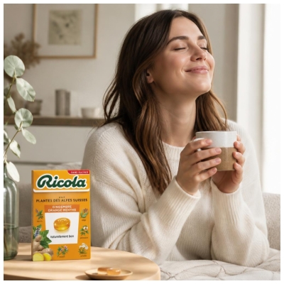 Ricola Bonbons Gingembre Orange Menthe aux Plantes des Alpes Suisses 50 g