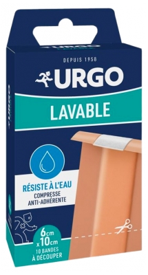 Urgo Lavable Bande Résistante à L'eau 10 Bandes de 10 cm x 6 cm à Découper