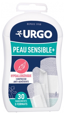 Urgo Peau Sensible + 30 Pansements Hypoallergéniques 3 Tailles