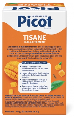 Picot Tisane d'Allaitement Saveur Mangue Bio 20 Sachets de 2 g