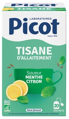 Picot Tisane d'Allaitement Saveur Menthe Citron Bio 20 Sachets de 2 g