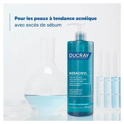 Ducray Keracnyl Gel Nettoyant Anti-Imperfections Visage et Corps 400 ml