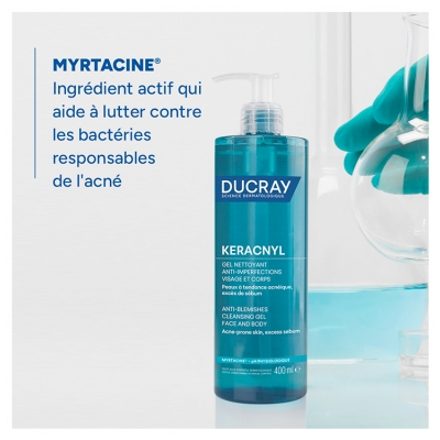 Ducray Keracnyl Gel Nettoyant Anti-Imperfections Visage et Corps 400 ml