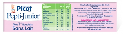 Picot Pepti-Juniors Mes 1ers Boudoirs Sans Lait Dès 8 Mois 6 Sachets de 4 Boudoirs