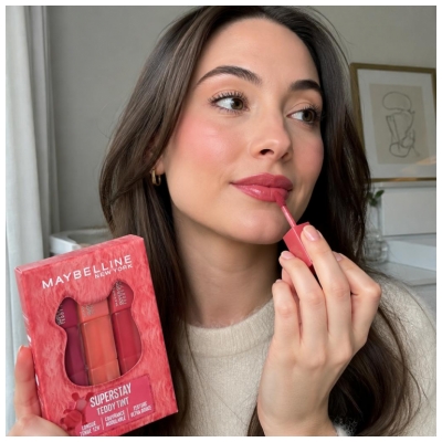 Maybelline New York Superstay Teddy Tint Blush à Lèvres Liquide Fini Mat Fondu Coffret 3 x 5 ml