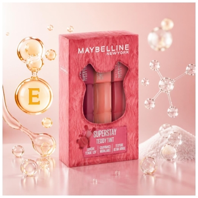 Maybelline New York Superstay Teddy Tint Blush à Lèvres Liquide Fini Mat Fondu Coffret 3 x 5 ml
