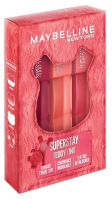 Maybelline New York Superstay Teddy Tint Blush à Lèvres Liquide Fini Mat Fondu Coffret 3 x 5 ml