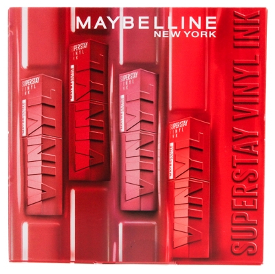 Maybelline New York Superstay Encre à Lèvres Vinyl Coffret 4 x 4,2 ml - Teinte : Coy-Peachy-Red Hot-Wicked