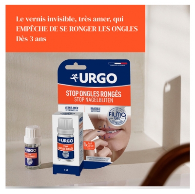 Urgo Filmogel Stop Ongles Rongés Vernis Invisible et Amer 9 ml