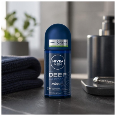 Nivea Men Deep Darkwood Déodorant 72H Anti-Transpirant Roll-On 50 ml