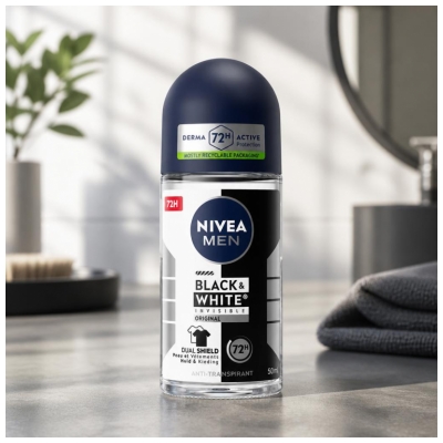 Nivea Men Black & White Déodorant 72H Anti-Transpirant Roll-On 50 ml