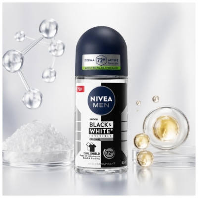 Nivea Men Black & White Déodorant 72H Anti-Transpirant Roll-On 50 ml