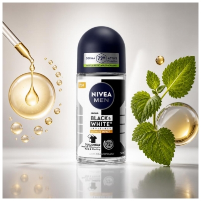 Nivea Men Black & White Déodorant 72H Anti-Transpirant Ultimate Impact Roll-On 50 ml