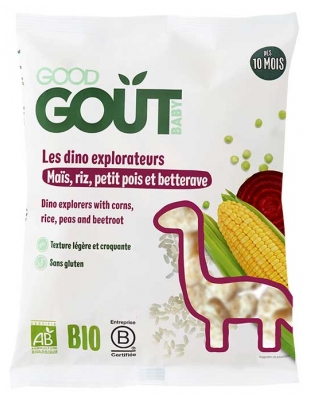 Good Goût Les Dino Explorateurs Riz Maïs Petits Pois et Betterave Bio 35 g
