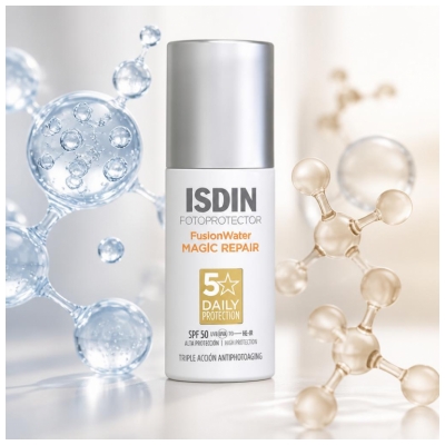 Isdin Fotoprotector Fusion Water Magic Repair Crème Solaire Haute Protection SPF50 50 ml