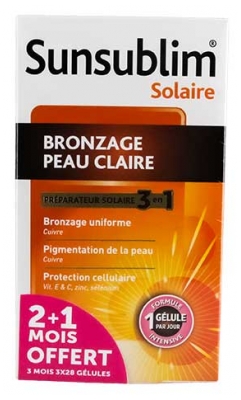 Nutreov Sunsublim Bronzage Peau Claire 3 Mois 3 x 28 Gélules