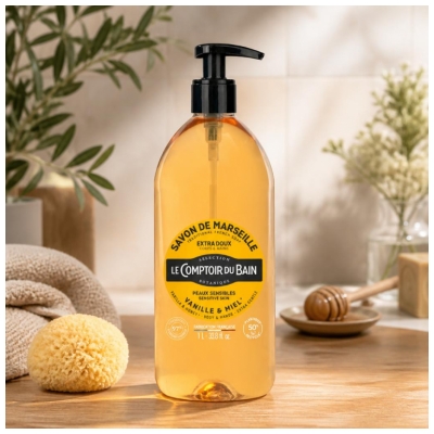 Le Comptoir du Bain Savon de Marseille Vanille Miel Extra Doux 1 l