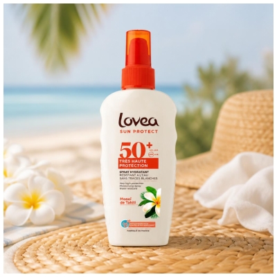 Lovea Spray Hydratant Monoï de Tahiti Très Haute Protection Visage et Corps SPF50+ 150 ml