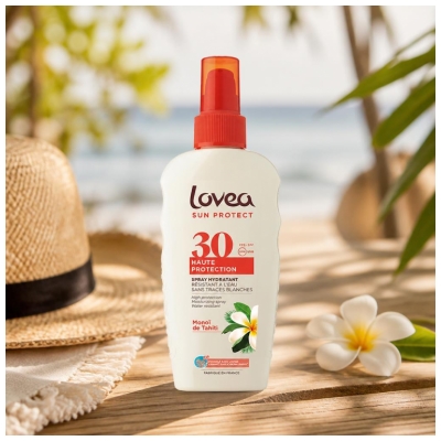 Lovea Spray Hydratant Monoï de Tahiti Haute Protection Visage et Corps SPF30 150 ml