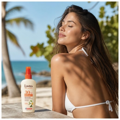 Lovea Spray Hydratant Monoï de Tahiti Haute Protection Visage et Corps SPF30 150 ml
