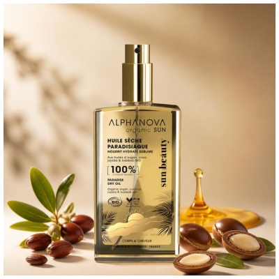 Alphanova Sun Huile Sèche Paradisiaque Corps & Cheveux Bio 100 ml