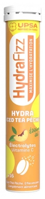 UPSA Hydrafizz Hydra 16 Unités Effervescentes - Saveur : Iced Tea Pêche