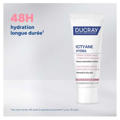 Ducray Ictyane Crème Légère Hydratante Apaisante Peaux Normales à Sèches 40 ml