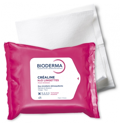 Bioderma Créaline H2O Lingettes Eau Micellaire Nettoyante 25 Unités