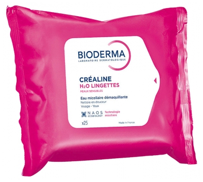 Bioderma Créaline H2O Lingettes Eau Micellaire Nettoyante 25 Unités